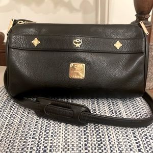 MCM  Black Leather Barrel mini Crossbody